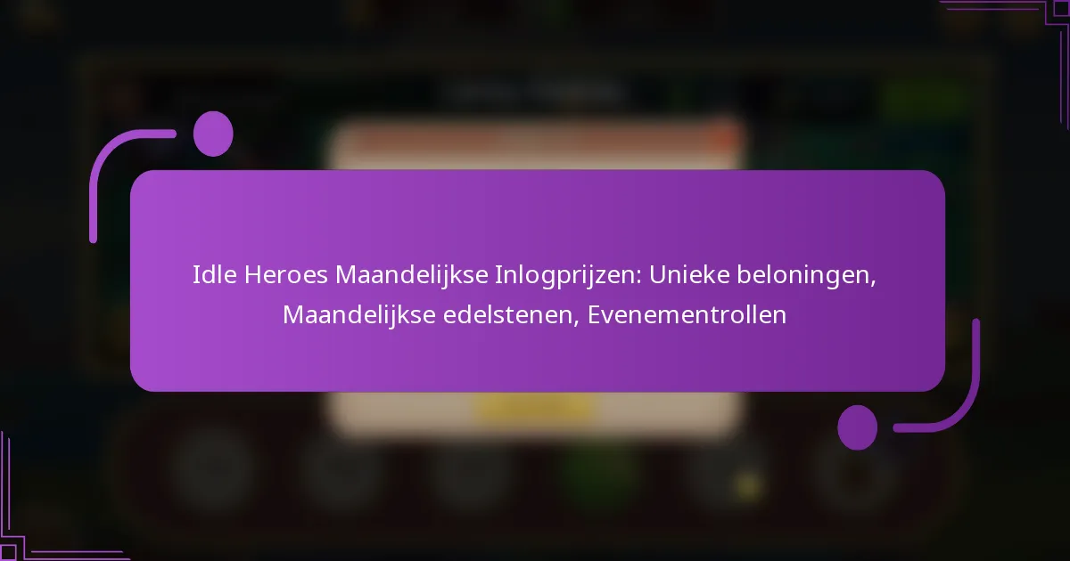 Idle Heroes Maandelijkse Inlogprijzen: Unieke beloningen, Maandelijkse edelstenen, Evenementrollen
