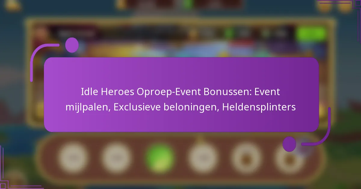 Idle Heroes Oproep-Event Bonussen: Event mijlpalen, Exclusieve beloningen, Heldensplinters