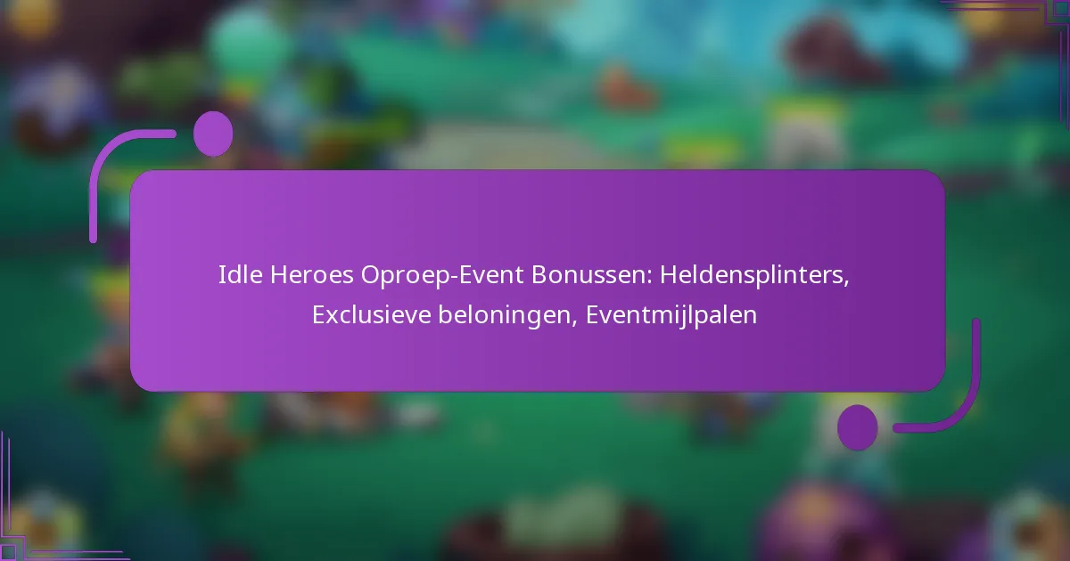 Idle Heroes Oproep-Event Bonussen: Heldensplinters, Exclusieve beloningen, Eventmijlpalen
